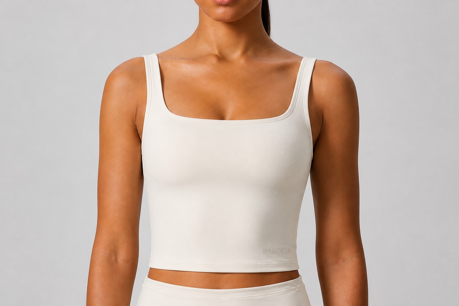 Match Top in Bone — square-neck crop